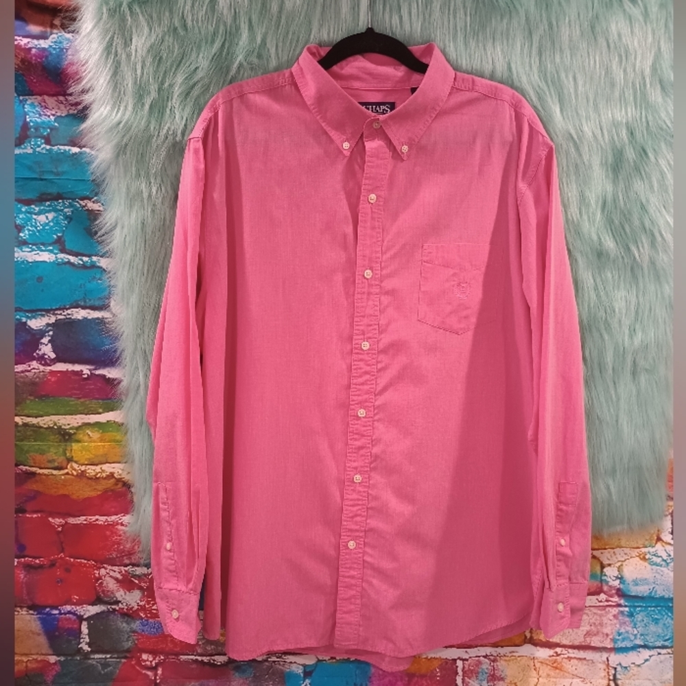 Champs Pink Long Sleeve Front Button Down Shirt Size XXL